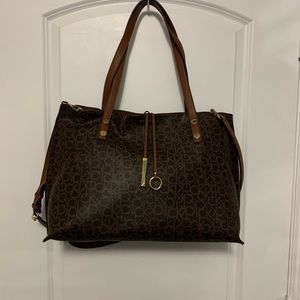 Brown leather Calvin Klein shoulder bag